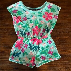 Lands' End Kids Floral Romper - Teal and Pink